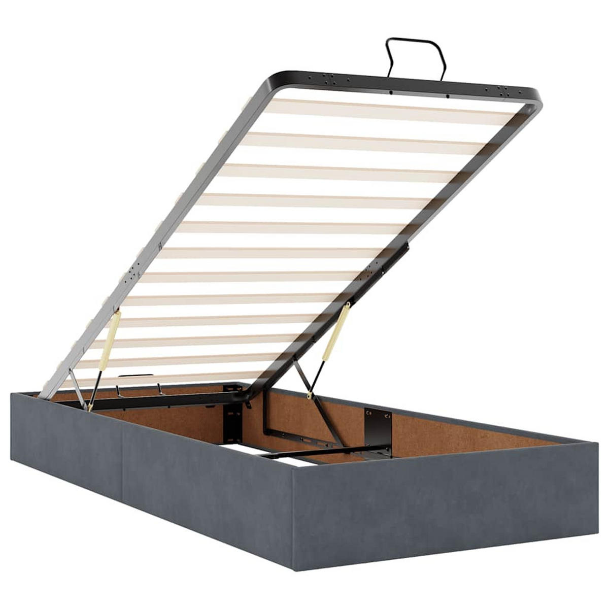 OTTOMAN-BETT Ohne Matratze Dunkelgrau 90/200 Cm Samt - Grau, Holzwerkstoff (90/200cm) - vidaXL