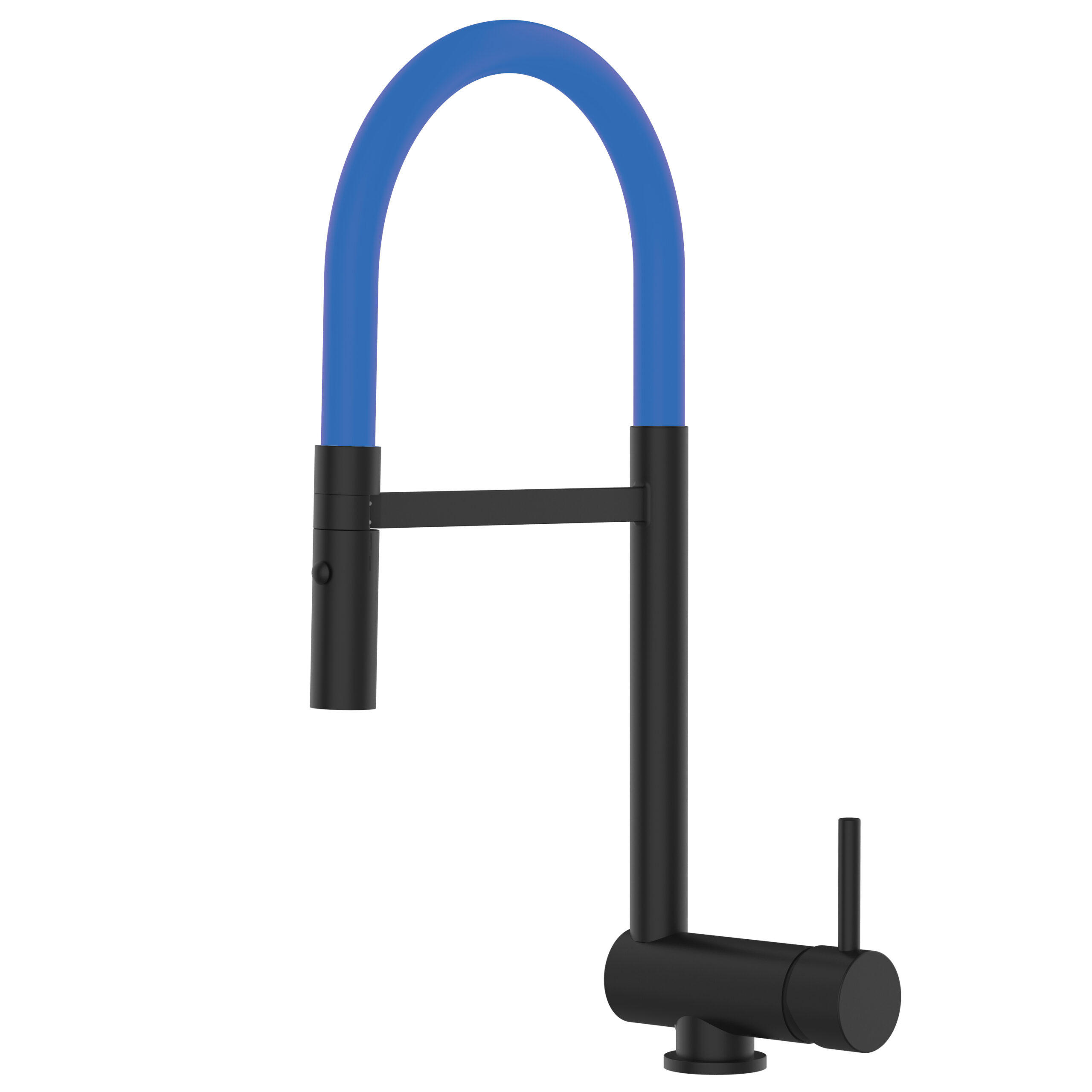 VORFENSTER-KÜCHENARMATUR, Umklappbar 6 CM, Schwarz Matt und Blau, 2-Strahl-Brause - Blau, Metall (21.3/48.2/21.3cm) - VIZIO