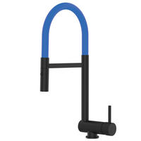 VORFENSTER-KÜCHENARMATUR, Umklappbar 6 CM, Schwarz Matt und Blau, 2-Strahl-Brause - Blau, Metall (21.3/48.2/21.3cm) - VIZIO