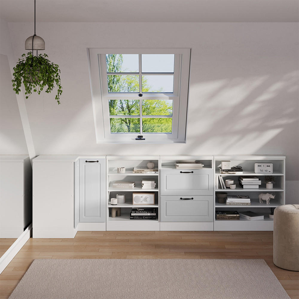 Thumbnail - Vicco Dachschrägenschrank, Weiß, Weiß, Holzwerkstoff, 2 Fächer, Rechteckig, 75.6x81.6x75.6 cm, Wohnzimmer, Kommoden & Si...