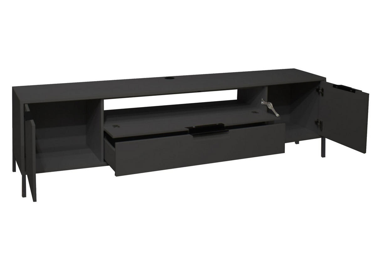 LOWBOARD Erna 216x45x62 Anthrazit matt Lack - Dunkelgrau, Holzwerkstoff (216/62/45cm) - 58aufmkessel