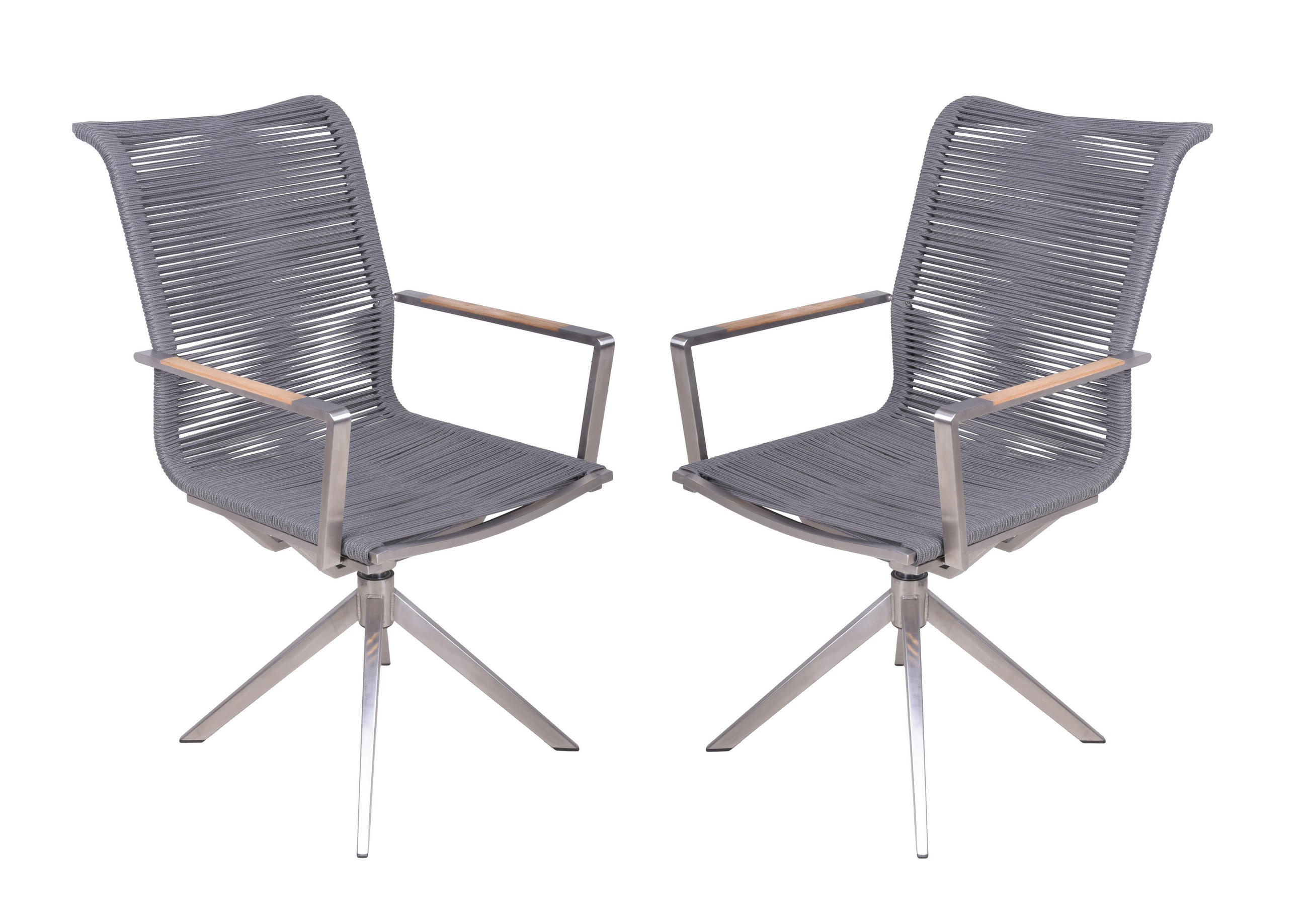 GARTENSTUHL Dennis 2er Set Edelstahl Anthrazit 95x63x54cm - Anthrazit, Metall (63/95/54cm) - DELUKE