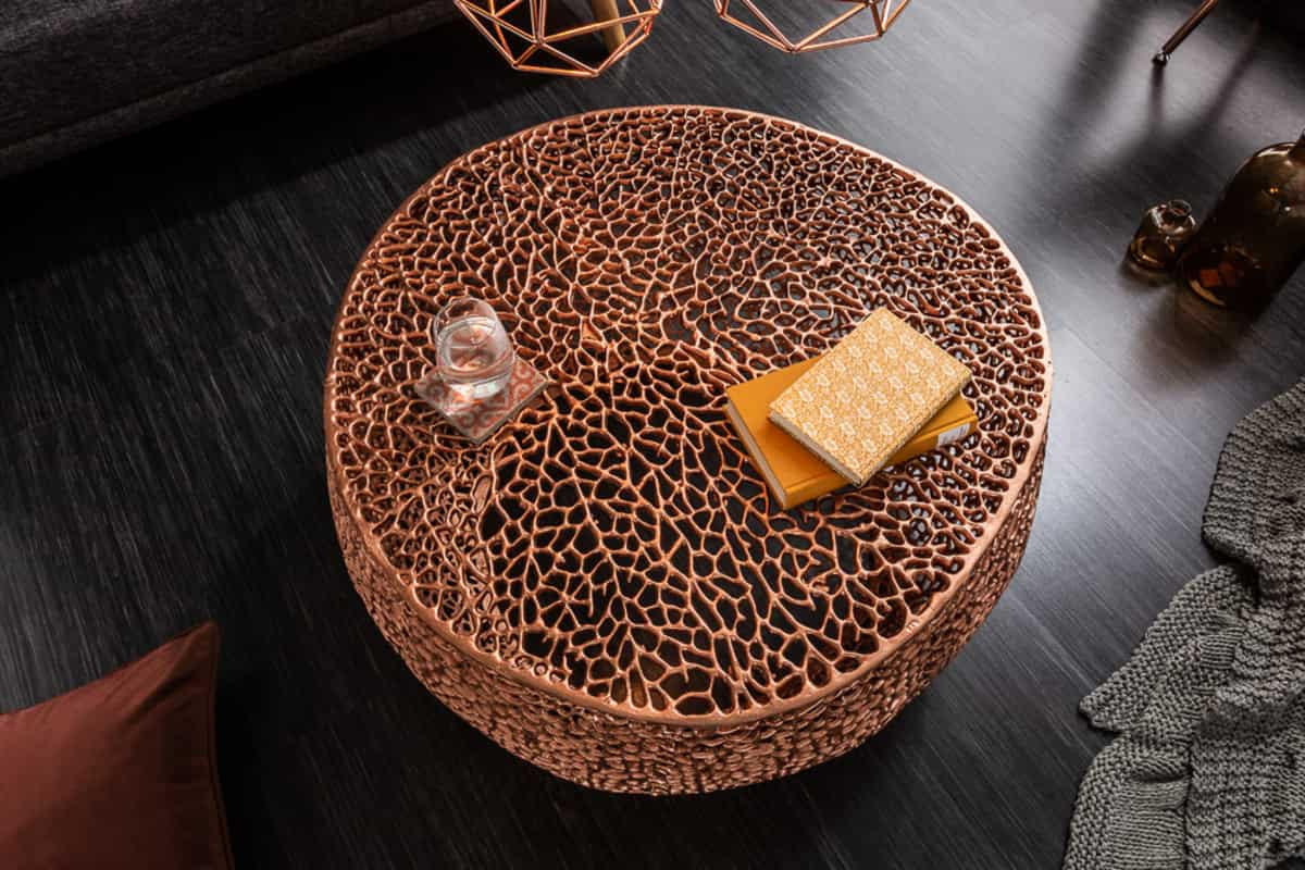 COUCHTISCH ABSTRACT LEAF Metall Kupfer 80 cm - Kupferfarben, Metall (78/80/41cm) - riess-ambiente