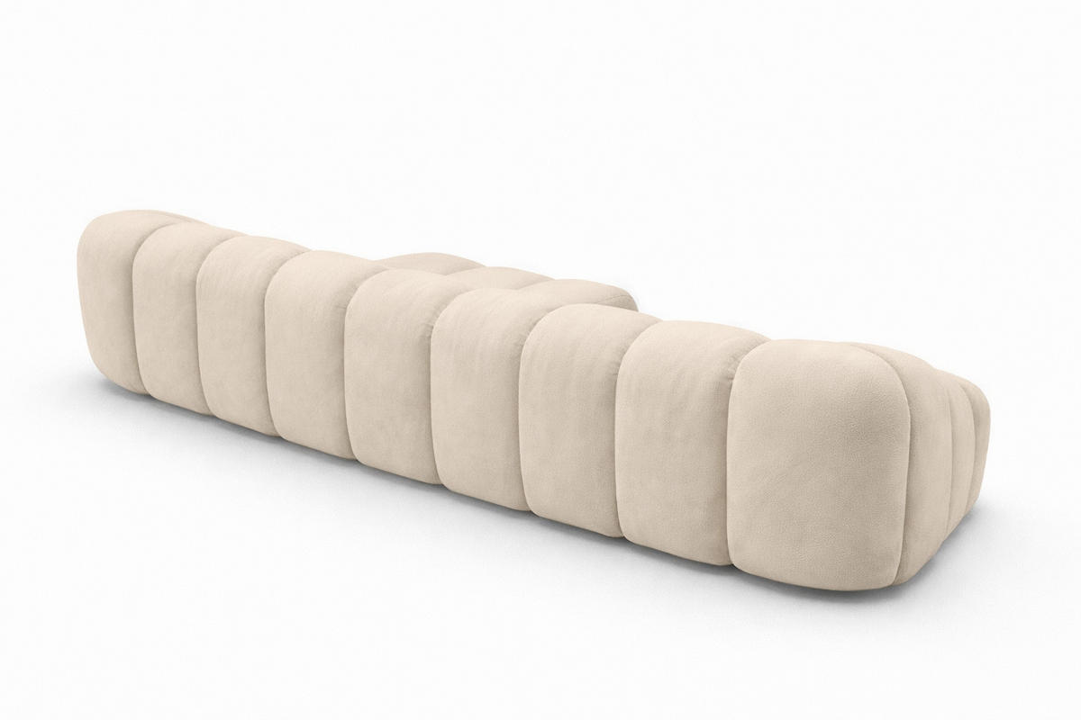 ECKSOFA Modulare L-Form, Veloursstoff Bluvel, Creme, Rechts, CROISSANT XL - Creme, Holz (340/190cm) - Kaiser Möbel