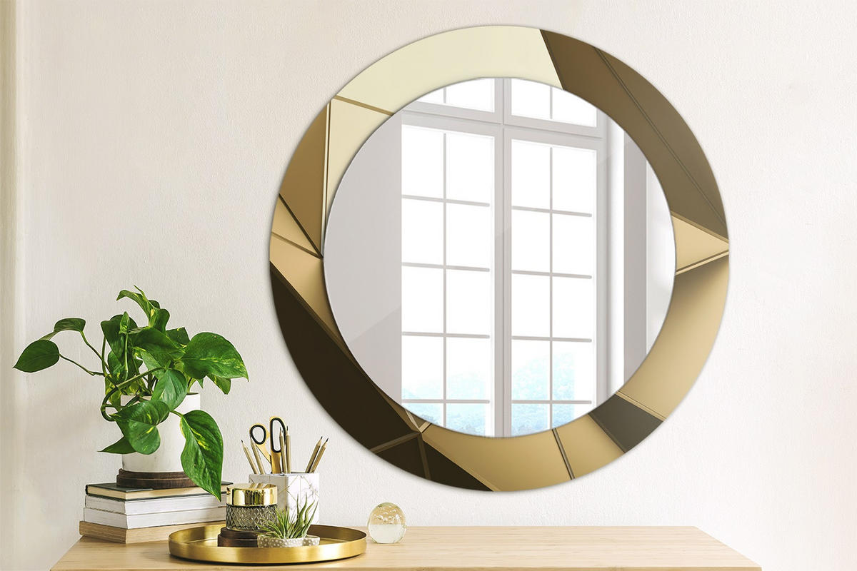 SPIEGEL Ø60 cm Rund mit Aufdruck - Beige, Glas (60/60/0.4cm) - TULUP
