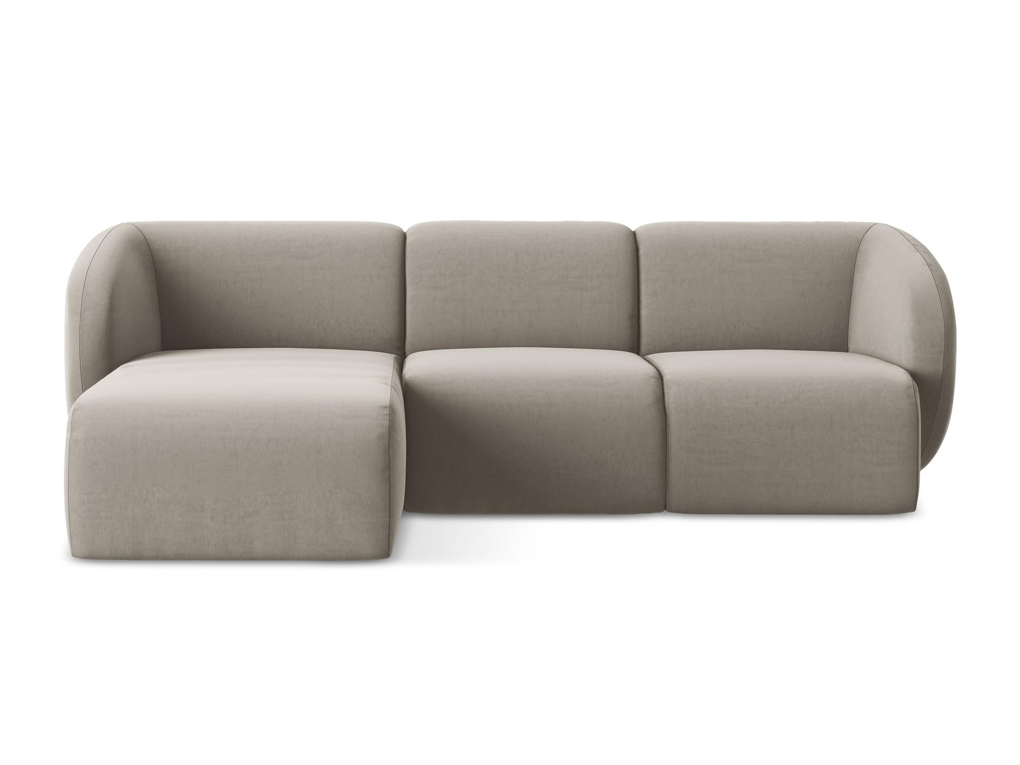 ECKSOFA Links Samt Stoff Grau - Taupe/Schwarz, Holzwerkstoff/Kunststoff (248/166cm) - Makamii
