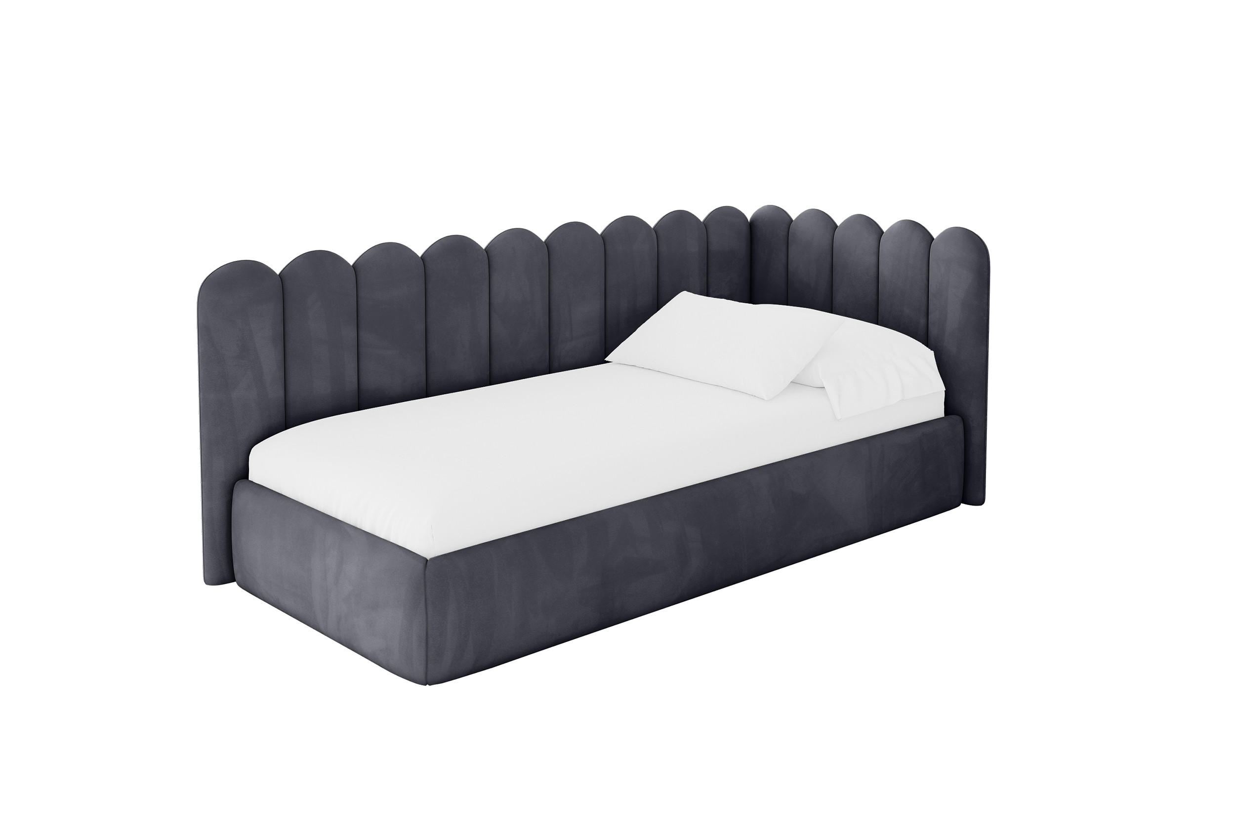 EINZELLBETT Jugendbett mit Bettkasten, Links - ARTY 90x200 Dunkelgrau - Dunkelgrau, Holzwerkstoff/Textil (90/200cm) - ALTDECOR