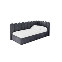EINZELLBETT Jugendbett mit Bettkasten, Links - ARTY 80x200 Dunkelgrau - Dunkelgrau, Holzwerkstoff/Textil (80/200cm) - ALTDECOR