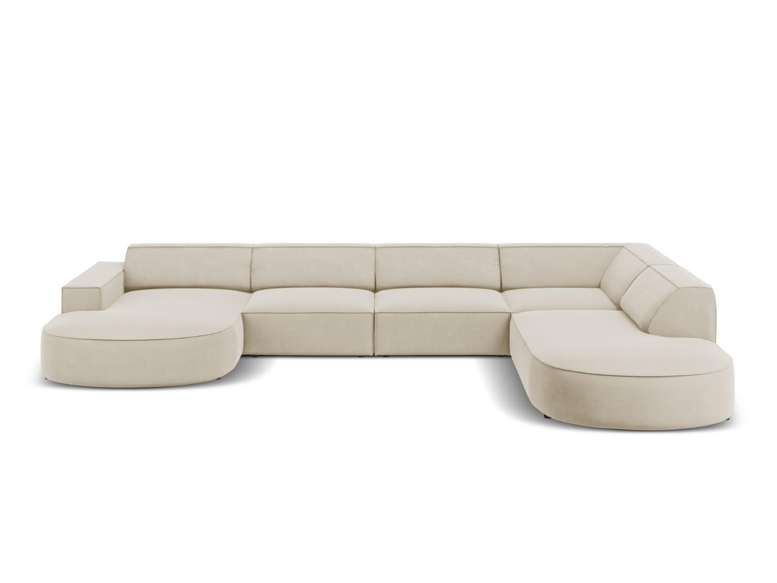 PANORAMASOFA rechts Jodie aus Samt dunkelbeige 7 Sitzplätze - Mokka, Textil (262/70/364cm) - Micadoni