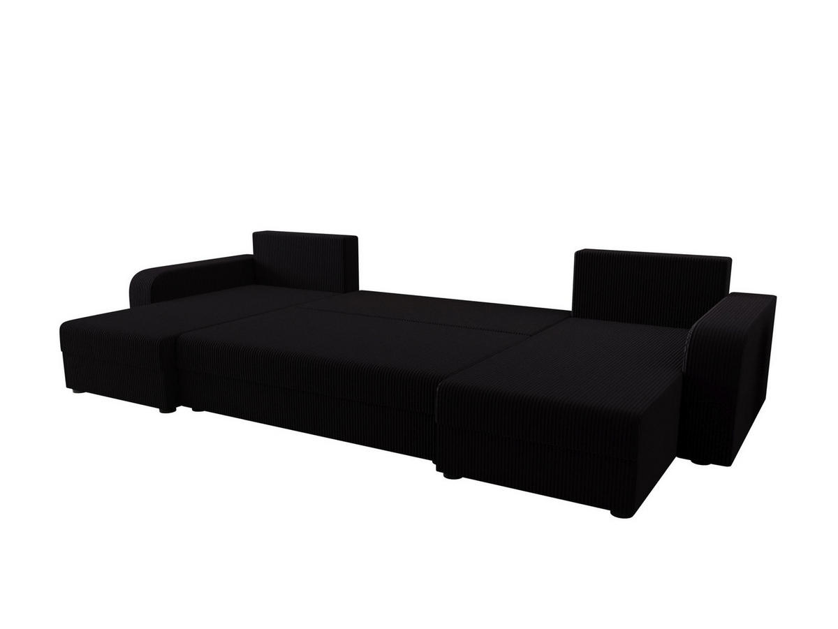 WOHNLANDSCHAFT HEWLET U BIS Zoom 23 mit Schlaffunktion - Schwarz, Textil (305/90/140cm) - Bedante