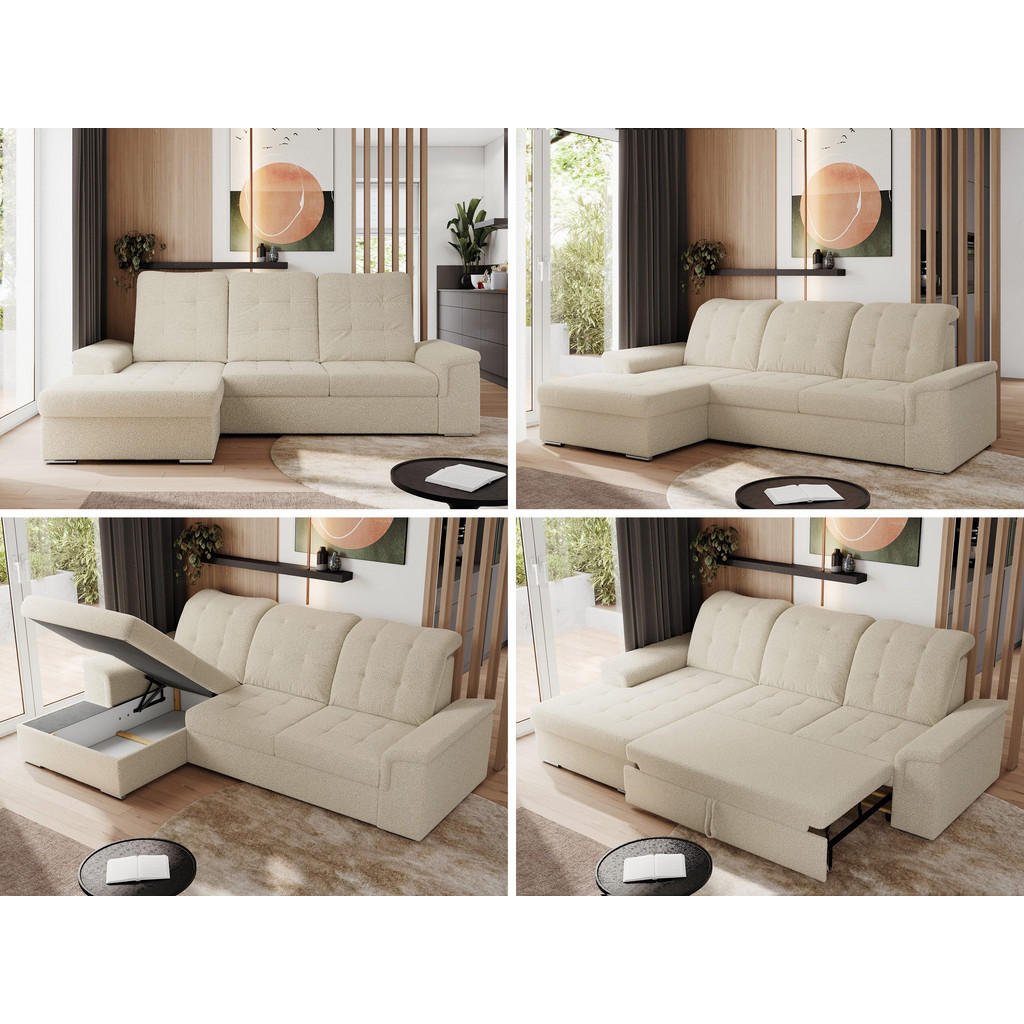 Thumbnail - Ecksofa, Beige, Textil, 4-Sitzer, L-Form,L-Form, 256x160 cm, Oeko-Tex®, Wohnzimmer, Sofas & Couches, Wohnlandschaften, E...