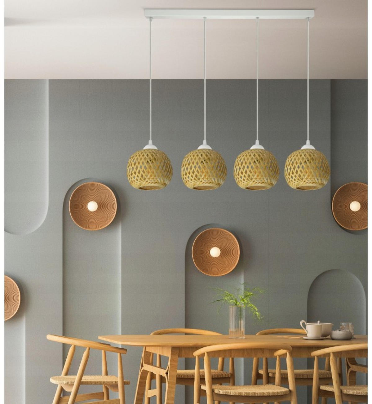 PENDELLEUCHTE BOHO - Beige/Weiß, Glas/Metall (15/90/100cm) - kiki design
