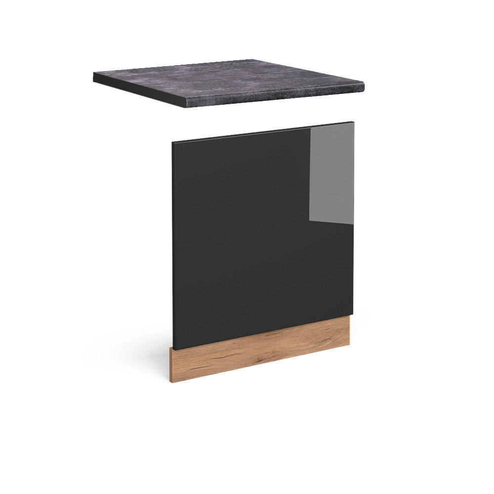 FRONTBLENDE R-Line Anthrazit Hochglanz 60 cm, AP Anthrazit - Anthrazit/Eiche Wotan, Holzwerkstoff (60/57.2/1.6cm) - Vicco