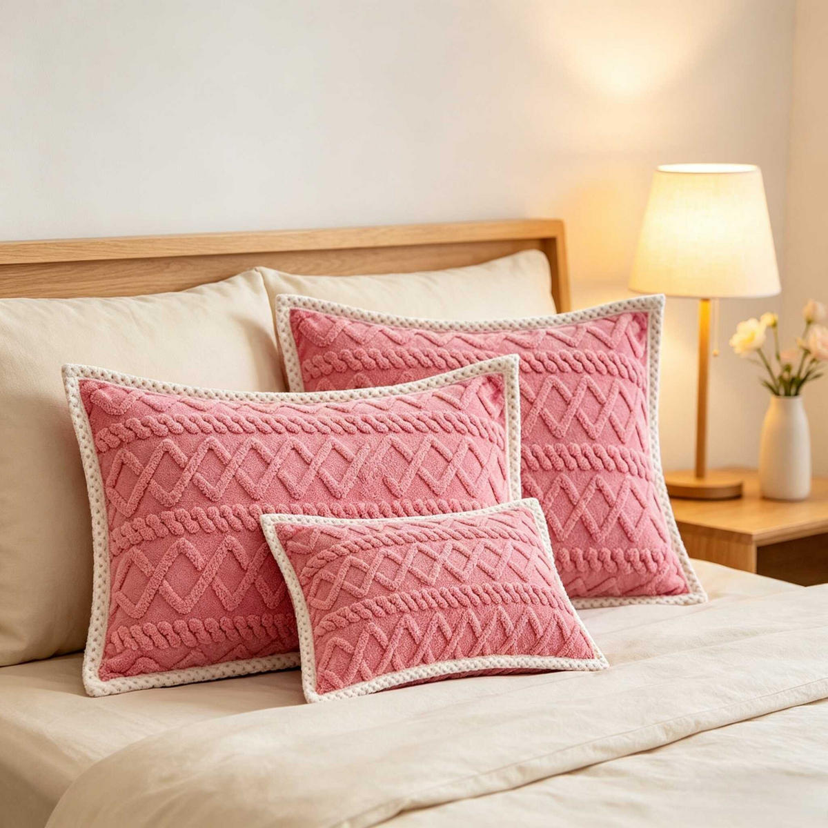 PLÜSCH-KISSENBEZÜGE – 48*74cm – Pink (Paar) - Pink, Textil (48/74cm)