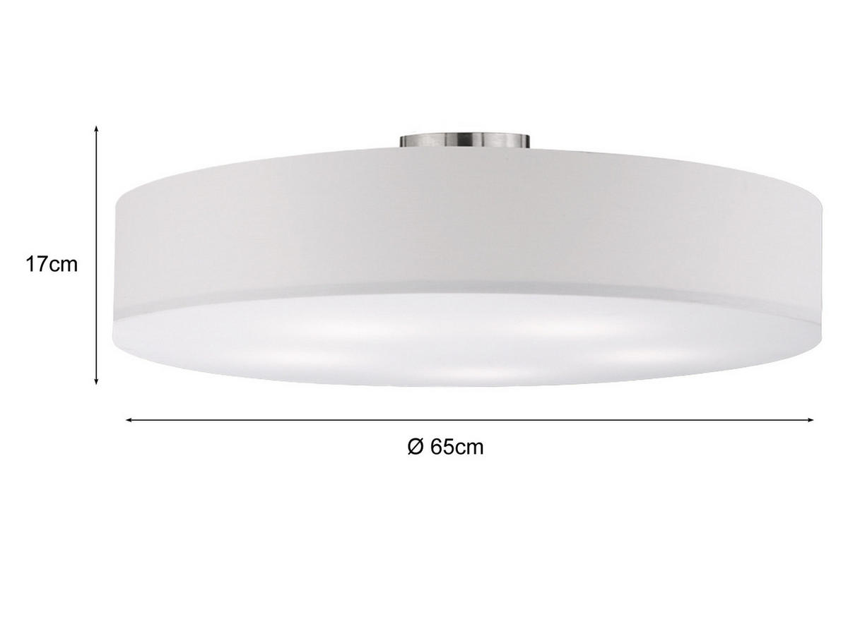 LED-DECKENLAMPE Ø65cm, Lampenschirm Stoff Weiß - Weiß, Textil (65/65/17cm) - meineWunschleuchte