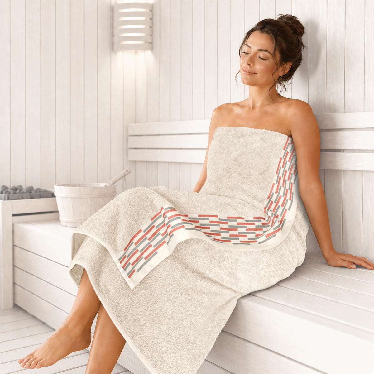 BADETUCH extra groß Lugano Natur 90x180 cm - Naturfarben, Textil (90/180cm) - Lashuma