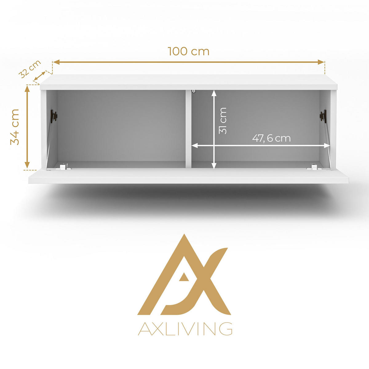 LOWBOARD Barvo 100 Beige Kaschmir 100/34/32 cm – hängendes TV-Board - Beige, Holzwerkstoff (100/34/32cm) - AX Living