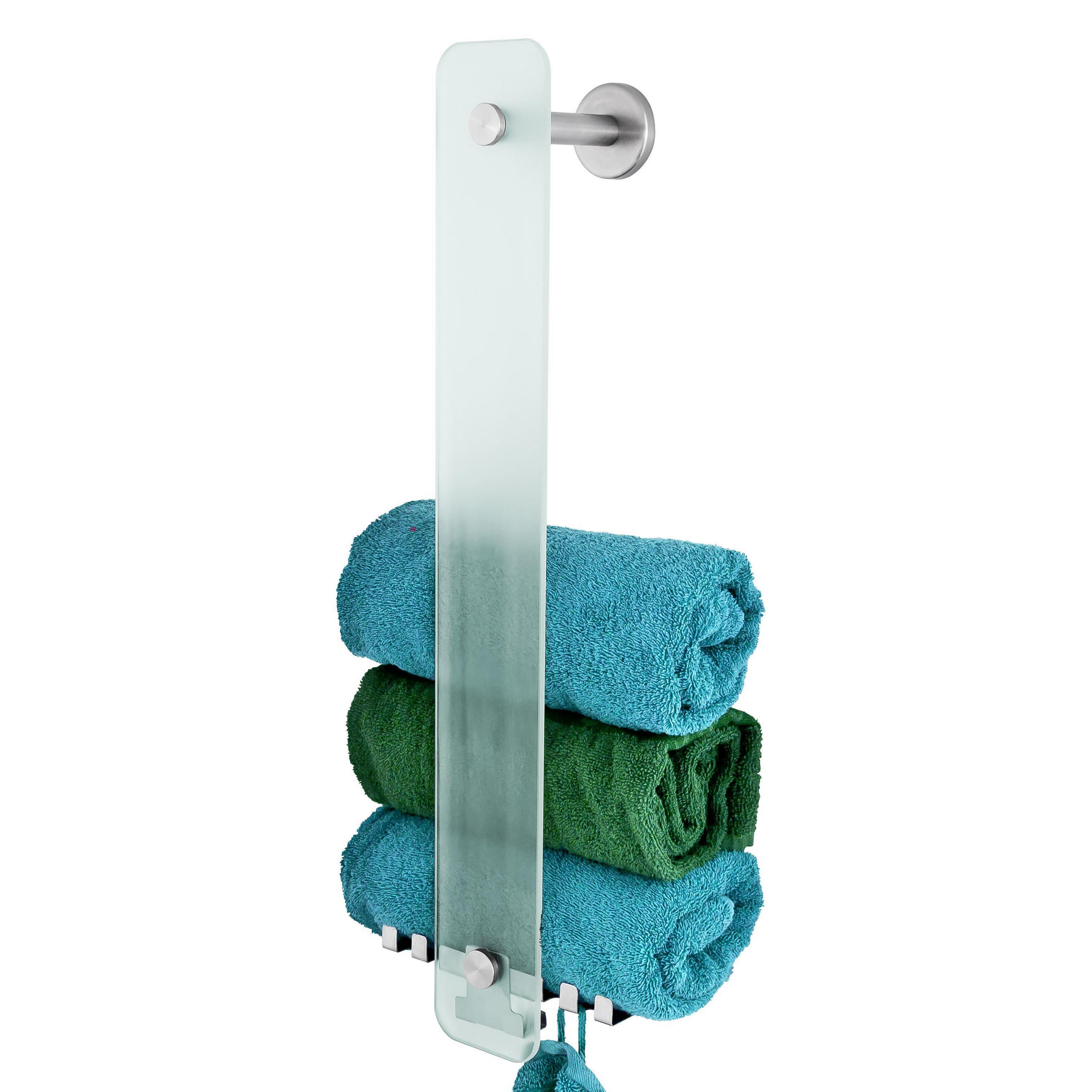 GLASHANDTUCHHALTER PIAZZA 2in1, aus Glas und Edelstahl - Weiß, Glas (18/60/10cm) - bremermann