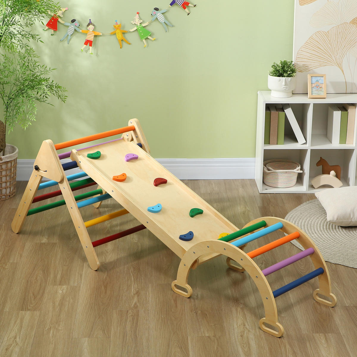 KLETTERGERÜST - Multicolor, Holzwerkstoff (64.5/63/178cm) - AIYAPLAY