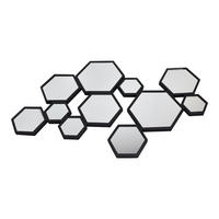 WANDSPIEGEL Hexa Schwarz - Schwarz, Metall (70/120/4cm) - LOFT42