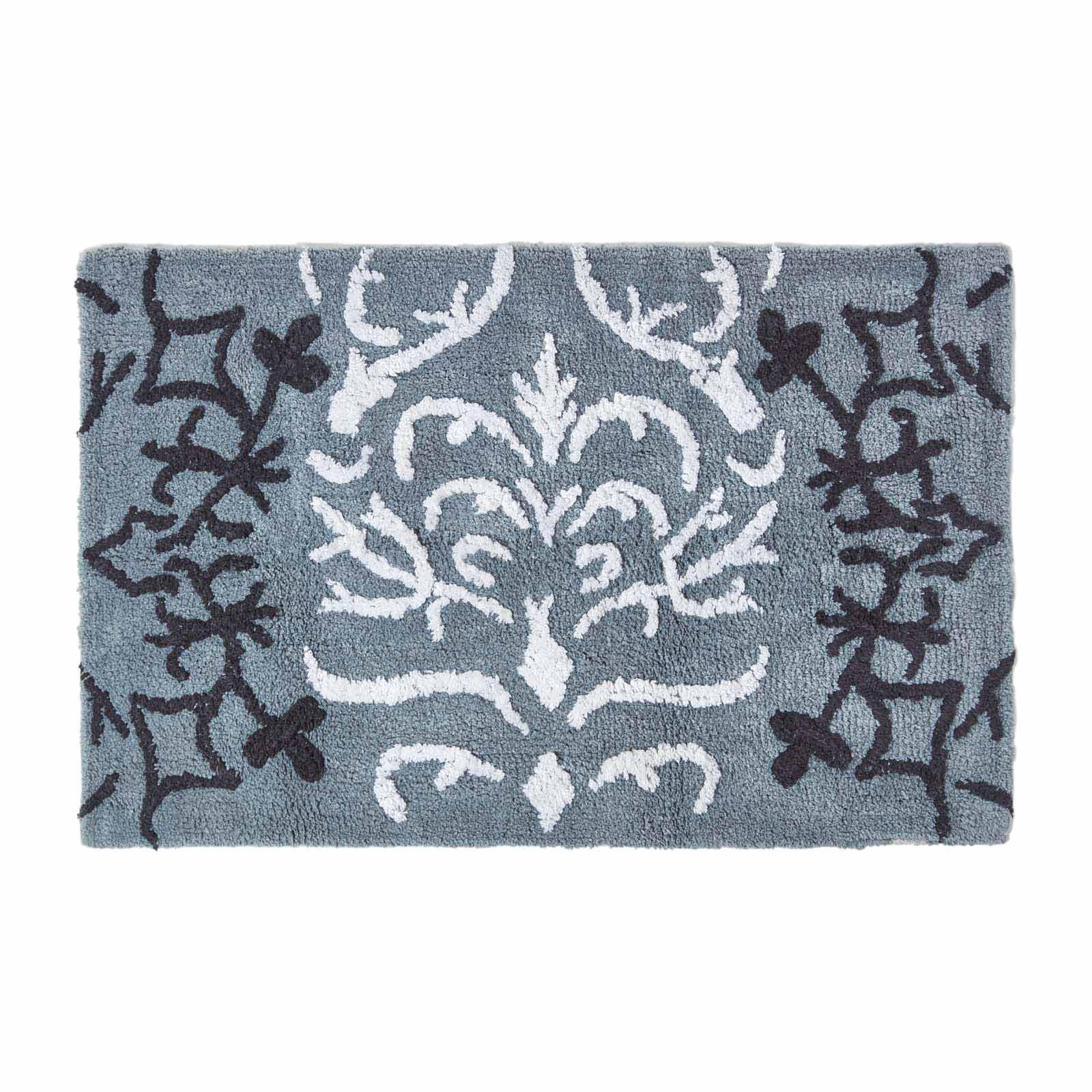 BADEMATTE 50/80 cm Damast-Muster, Baumwolle - Grau, Textil (50/80cm) - Homescapes