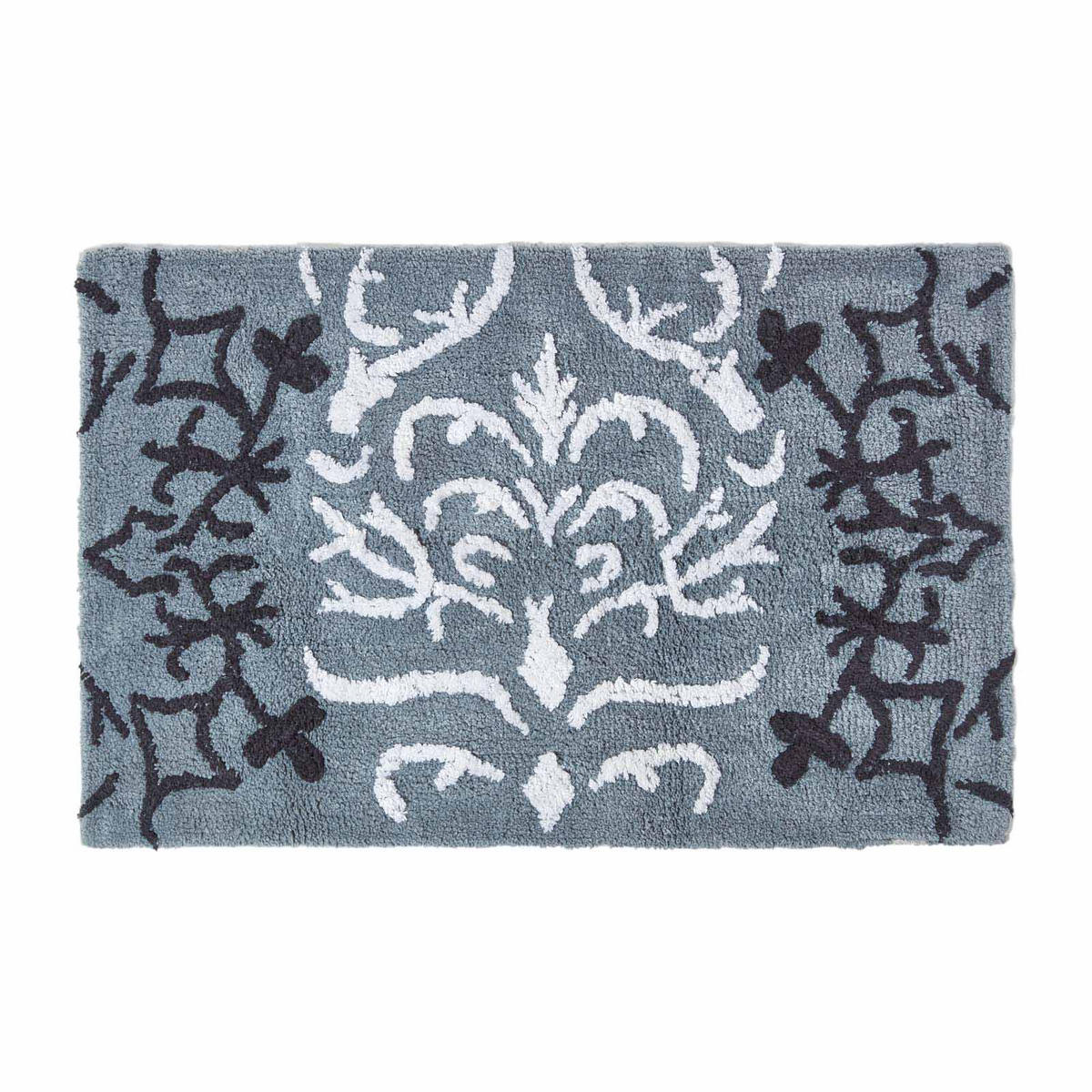 BADEMATTE 50/80 cm Damast-Muster, Baumwolle - Grau, Textil (50/80cm) - Homescapes