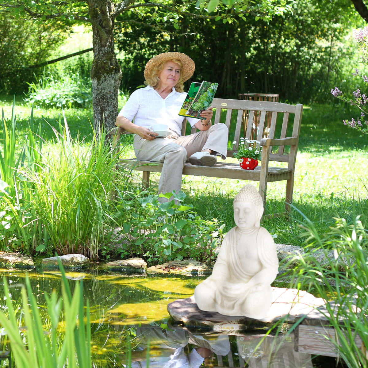 BUDDHA-FIGUR - Creme, Kunststoff (45/70/35cm) - Relaxdays