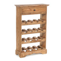 FLASCHENREGAL CORTEZ 85 Recyclingholz massiv, für 16 Flaschen, mit Schublade 01 natur-vintage - Naturfarben, Holz (55/85/23cm) - DESIGN DELIGHTS