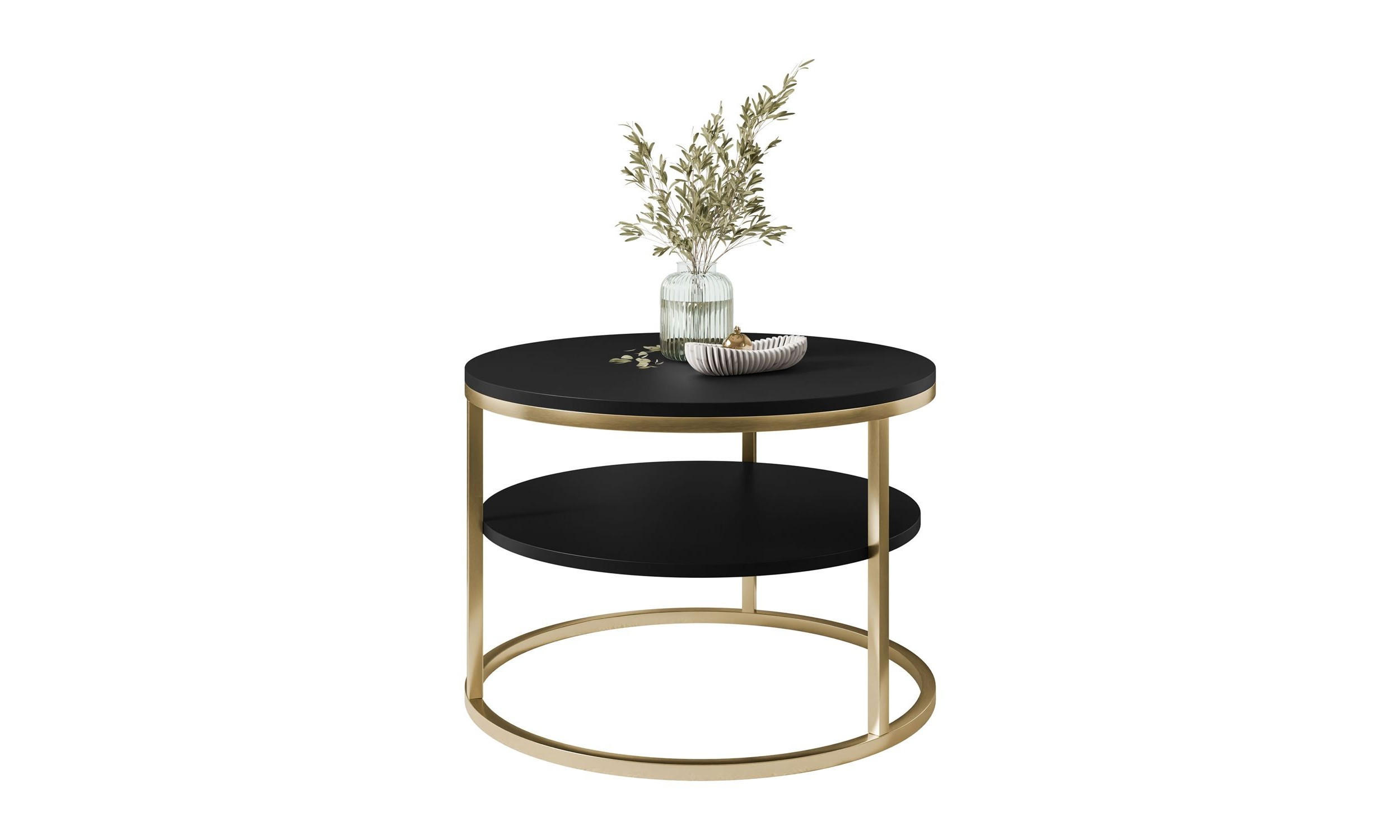 COUCHTISCH CIRI SLIM MAT Ø60/41 cm gebürstetes Gold / schwarz matt - Goldfarben/Schwarz, Holzwerkstoff/Metall (60/60/41cm) - Lookway