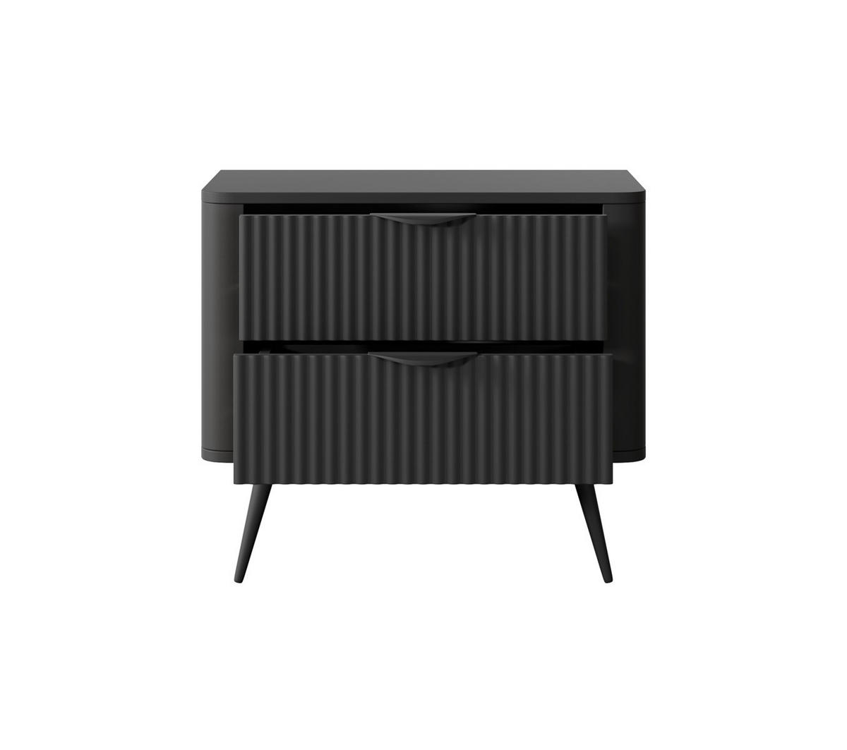 NACHTTISCH mit 2 Schubladen BELLO Schwarz - Schwarz, Holzwerkstoff (63/55/38cm) - Compleo24