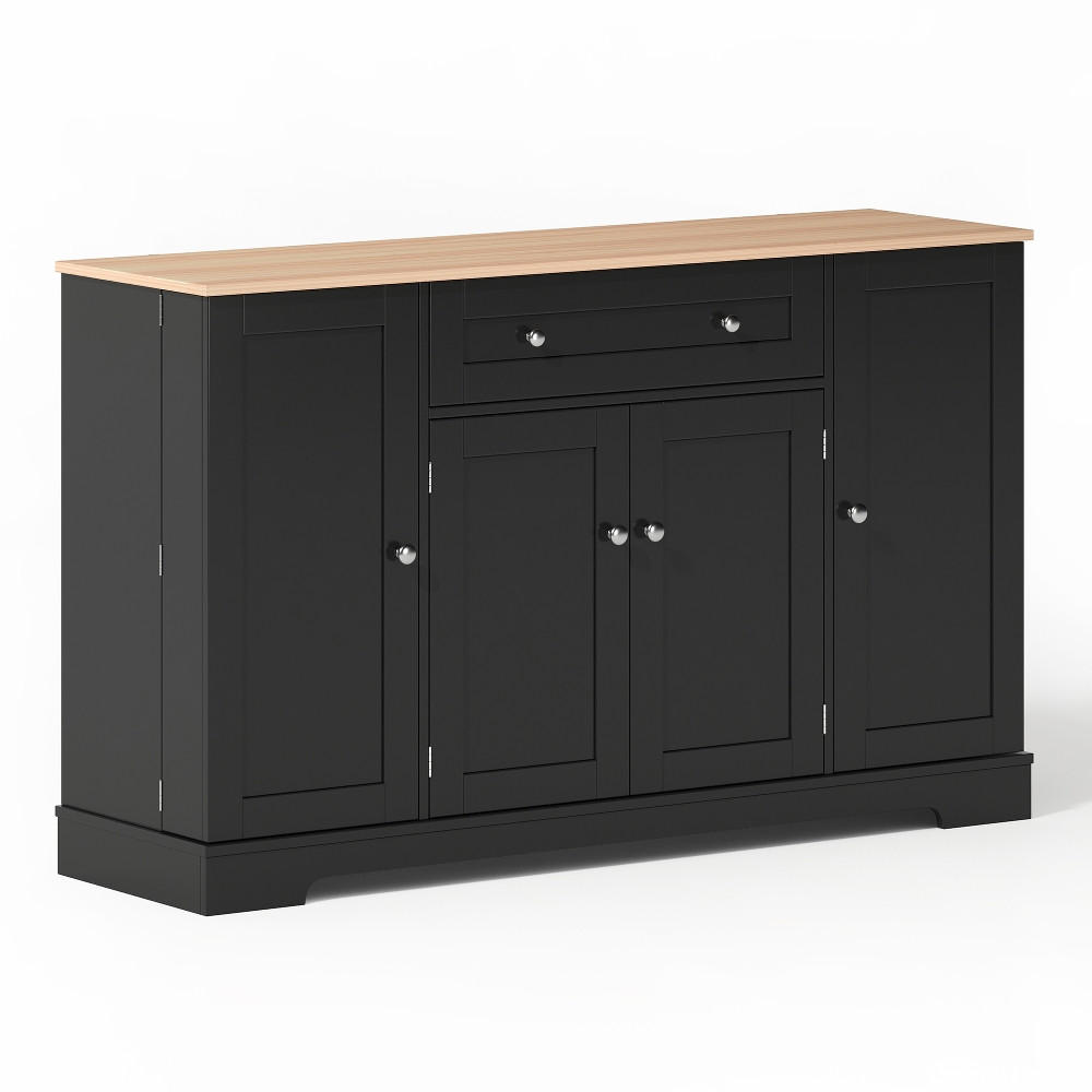 KÜCHENINSEL KÜCHENBUFFET MIT SCHUBLADE UND REGALTÜREN, Modernes Design, Kippschutz, 138 cm - Schwarz, Kunststoff (40/90/138cm) - Rolipo