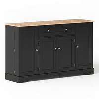 KÜCHENINSEL KÜCHENBUFFET MIT SCHUBLADE UND REGALTÜREN, Modernes Design, Kippschutz, 138 cm - Schwarz, Kunststoff (40/90/138cm) - Rolipo