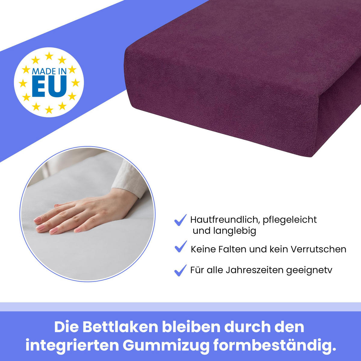 SPANNBETTLAKEN 160/200 cm, Frottee Elastisch 100 % Baumwolle Pflaume - Pflaume, Textil (160/200cm) - Best For Home