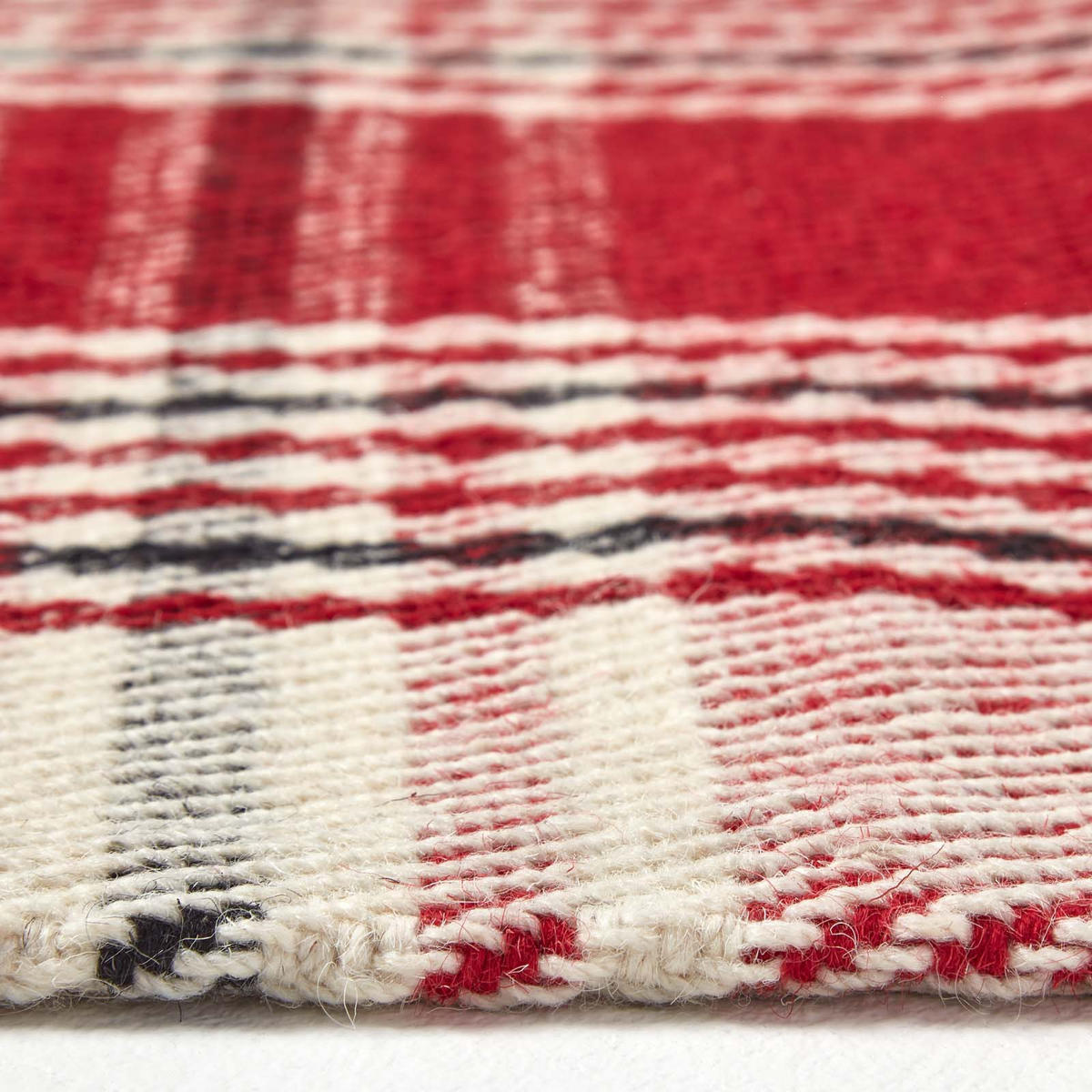 HANDWEBTEPPICH Walker kariert 70/120 cm - Rot, Textil (70/120cm) - Homescapes