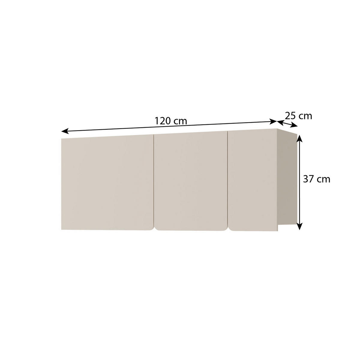 WANDREGAL Lico mit 3 Türen, Beige Sand - Beige, Holzwerkstoff (120/37/25cm) - Beautysofa
