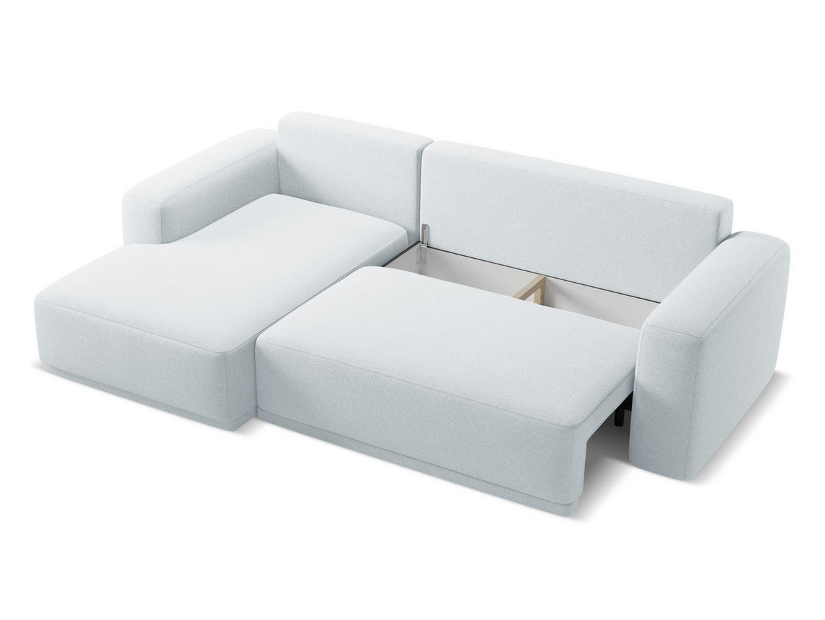 ECKSOFA mit Schlaffunktion Chenille Stoff Blau - Blau/Schwarz, Kunststoff/Textil (160/258cm) - Makamii