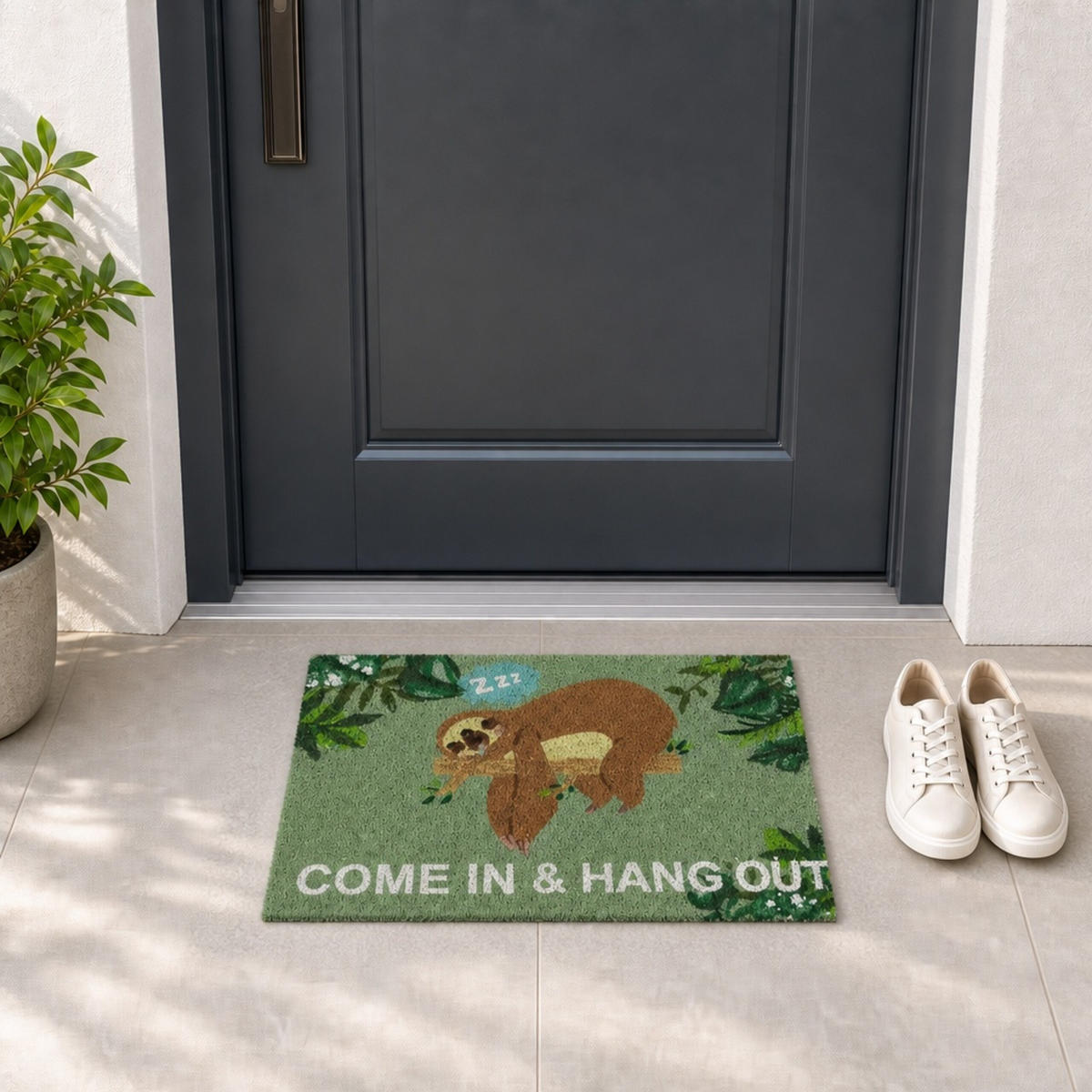 ROHOŽKA Hnědá Zelená Bílá kokosové vlákno lenochod 60x40 cm - různobarevná, textil/plast (60/40cm) - Relaxdays