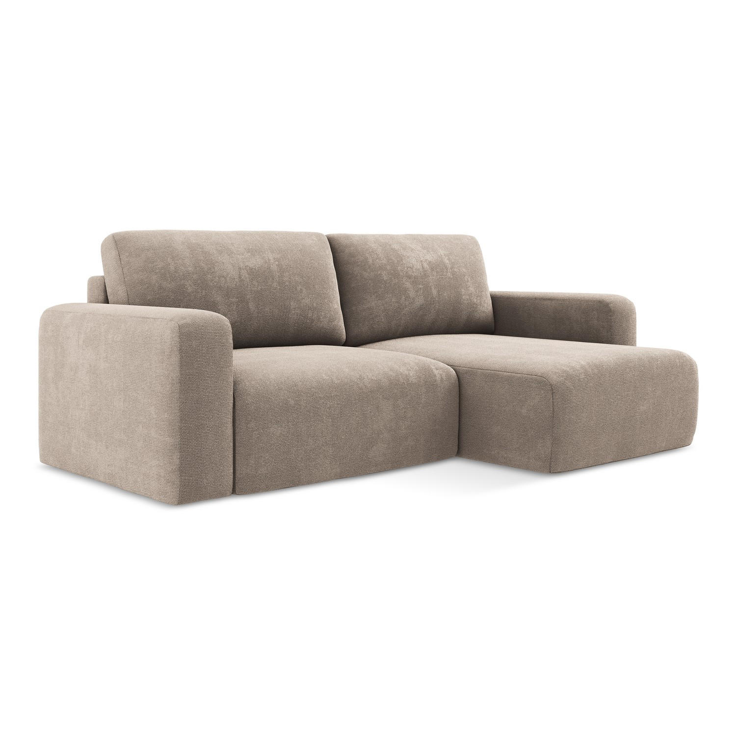 ECKSOFA mit Schlaffunktion rechts Chenille Stoff Beige - Beige/Schwarz, Kunststoff/Textil (244/149cm) - LaMiaSofa