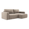 ECKSOFA mit Schlaffunktion rechts Chenille Stoff Beige - Beige/Schwarz, Kunststoff/Textil (244/149cm) - LaMiaSofa