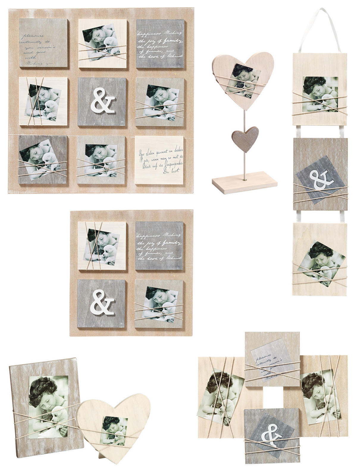 BILDERRAHMEN Galerierahmen Bella 4er für 2 Fotos bis 10x10 cm - Braun, Holzwerkstoff (28.5/28.5/1cm) - EMIX24