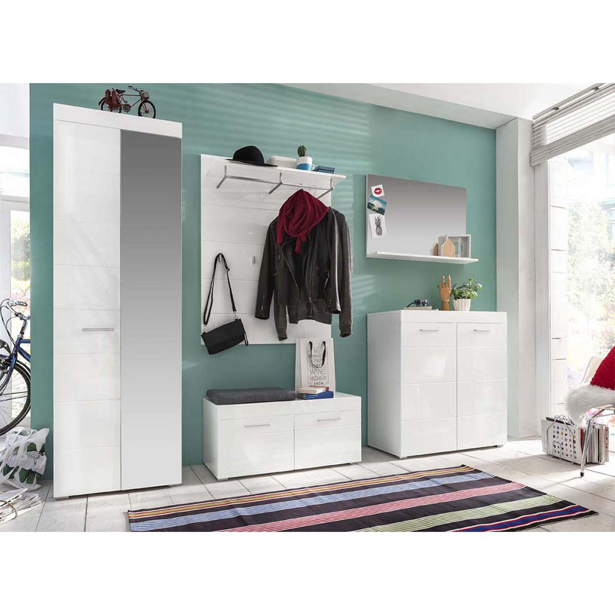 SCHUHSCHRANK weiß hochglanz - Weiß, Holzwerkstoff (91/97/38cm) - ebuy24