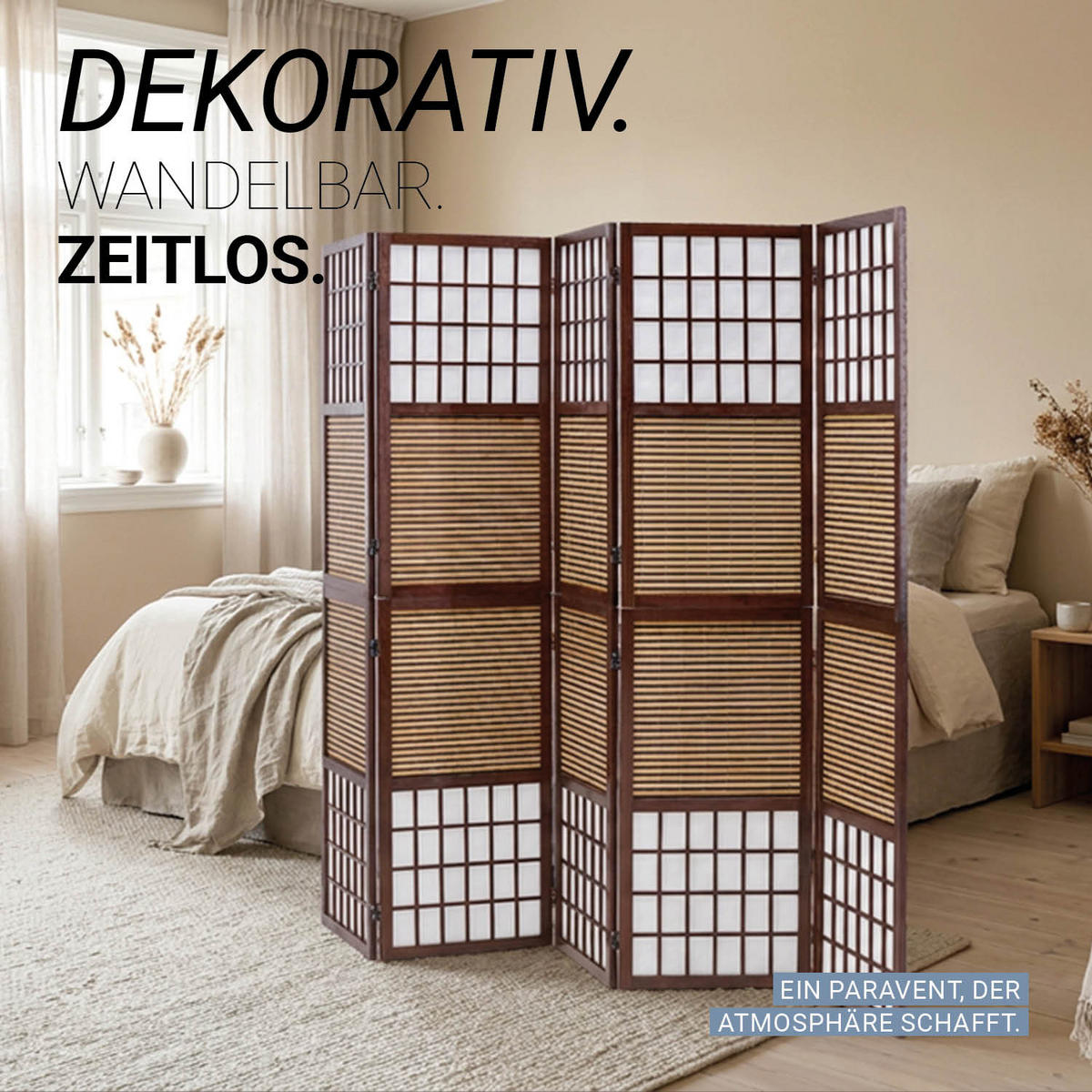 PARAVENT 5-tlg. 220/175 cm Braun Bambuslamellen - Braun, Holz (220/175/2cm) - Homestyle4u