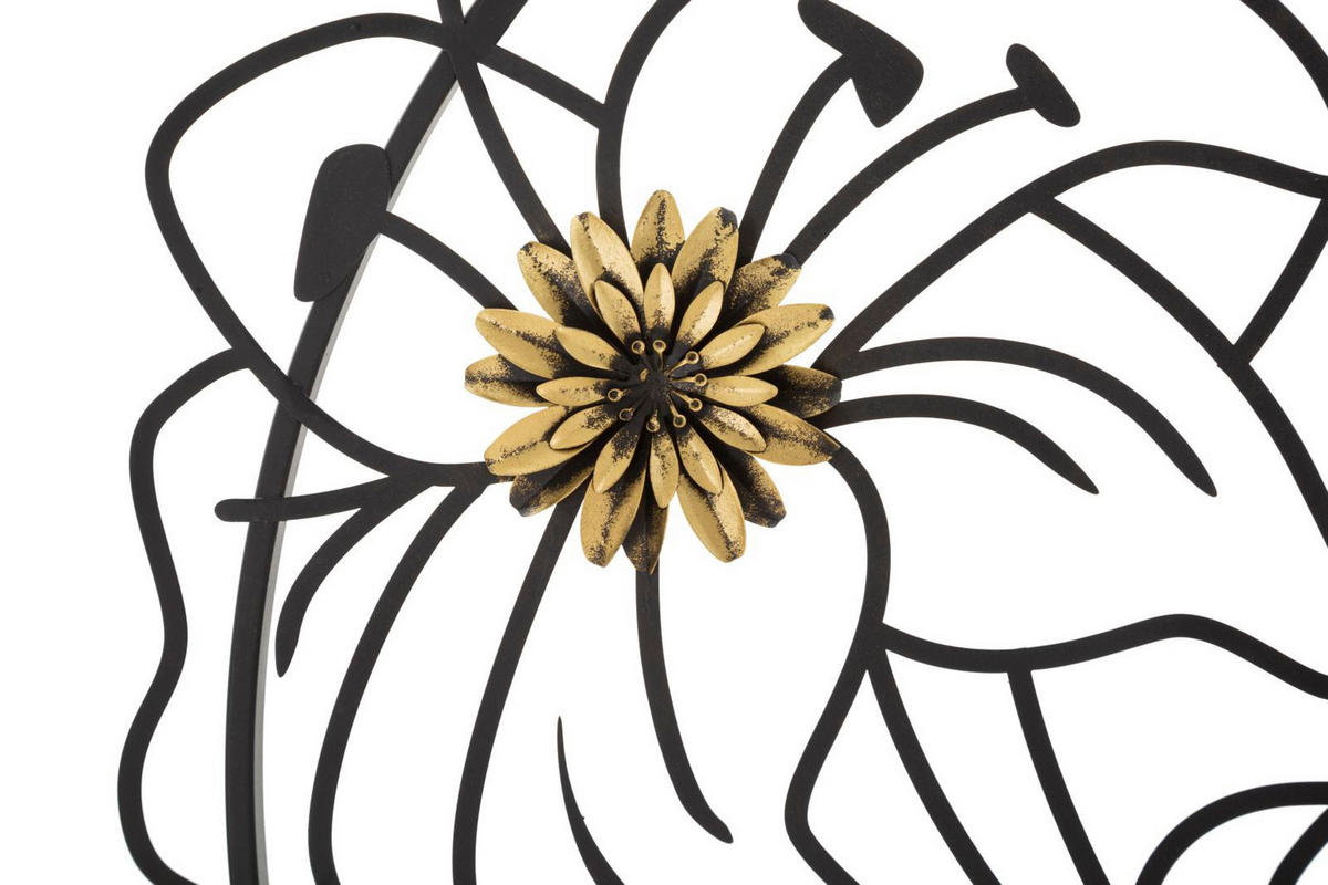 WANDDEKORATION Simply Flotis, schwarz und goldfarben, Eisen, 63 x 69 cm - Goldfarben/Schwarz, Metall (63/69/2cm) - Mauro Ferretti