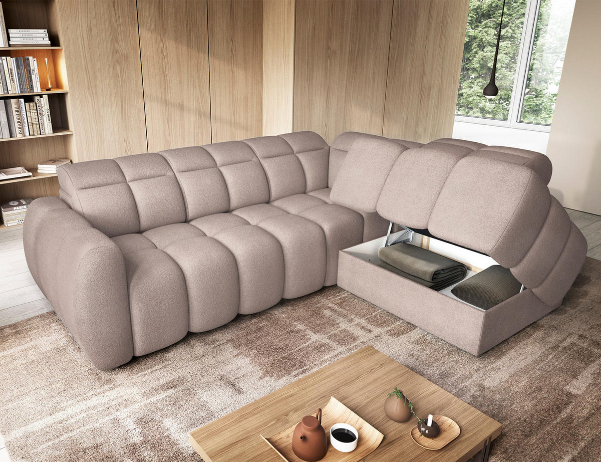 ECKSOFA Eagle R - Beige (Xillar 20) - Beige, Holzwerkstoff (258/208cm) - Möblo
