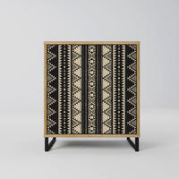 SIDEBOARD AZTEC, Eichefarben, 57,5x42x67,5 cm, Schwarze Metall-Rahmenfüße - Eichefarben/Multicolor, Holzwerkstoff/Metall (57.5/67.5/42cm) - SpaceRebels