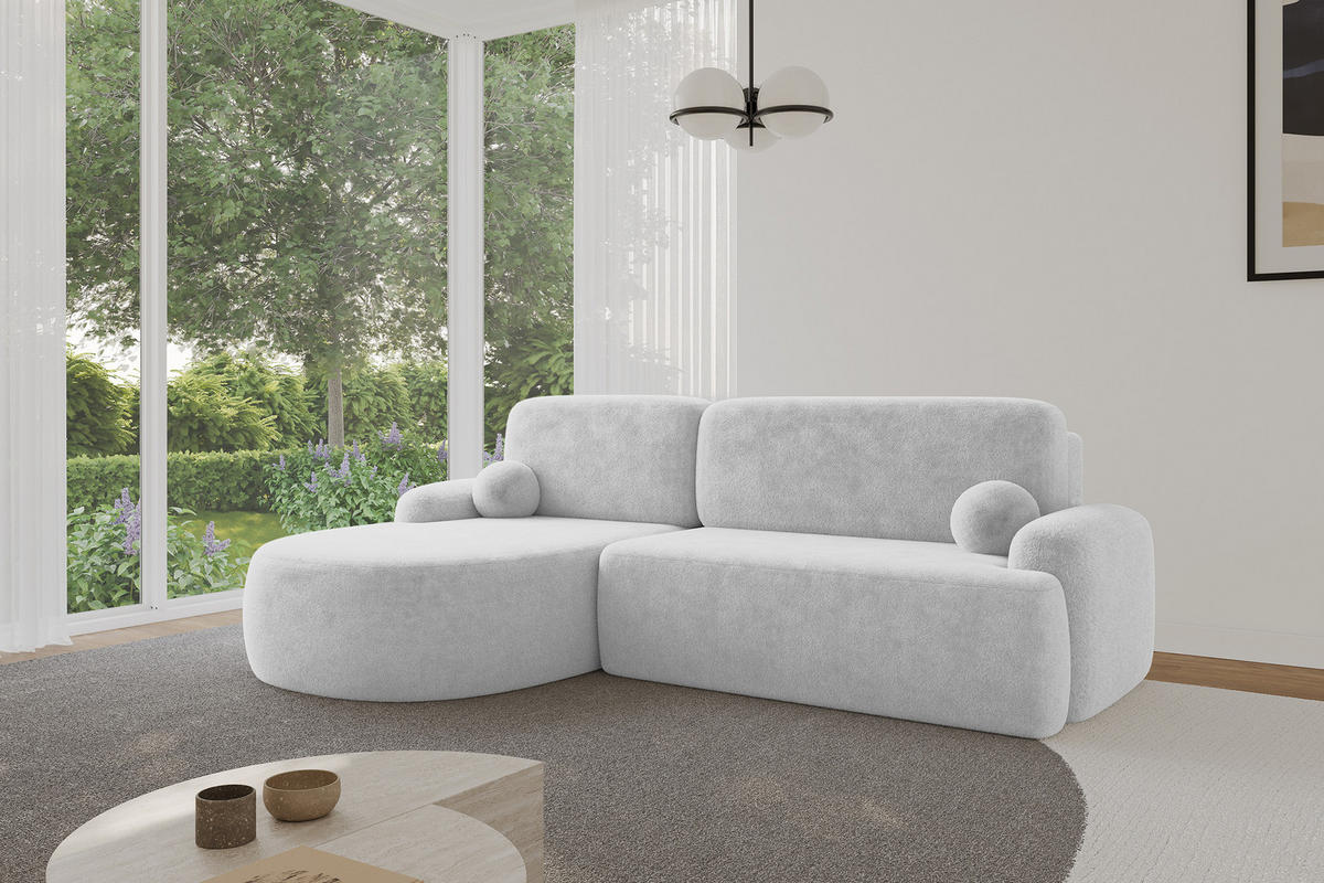 ECKSOFA mit Schlaffunktion und Bettkasten LIRA-L - 264x172x89 Hellgrau - Hellgrau, Holzwerkstoff/Textil (264/172cm) - ALTDECOR