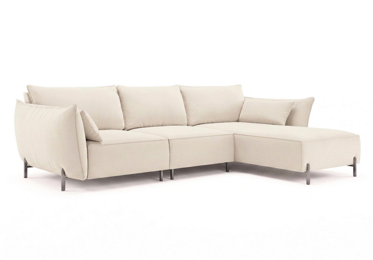 GARTENECKSOFA für Terrasse und Garten, Stoff Sunlight, Ecru, Rechts, SUNMEE - Ecru, Holz (238/90/165cm) - Kaiser Möbel