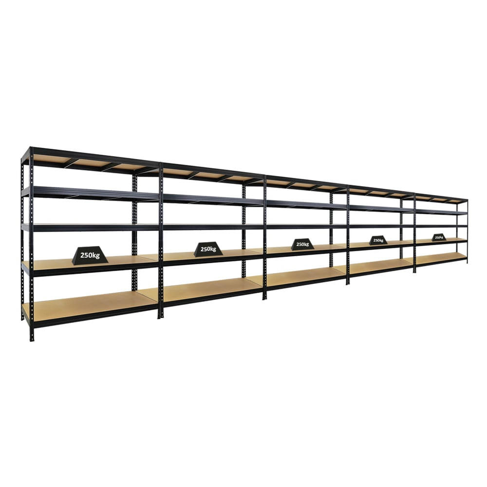 SCHWERLASTREGAL 5er-Set Rivet 180x150x60cm Fachlast 250kg Schwarz - Schwarz, Metall (750/180/60cm) - PROREGAL