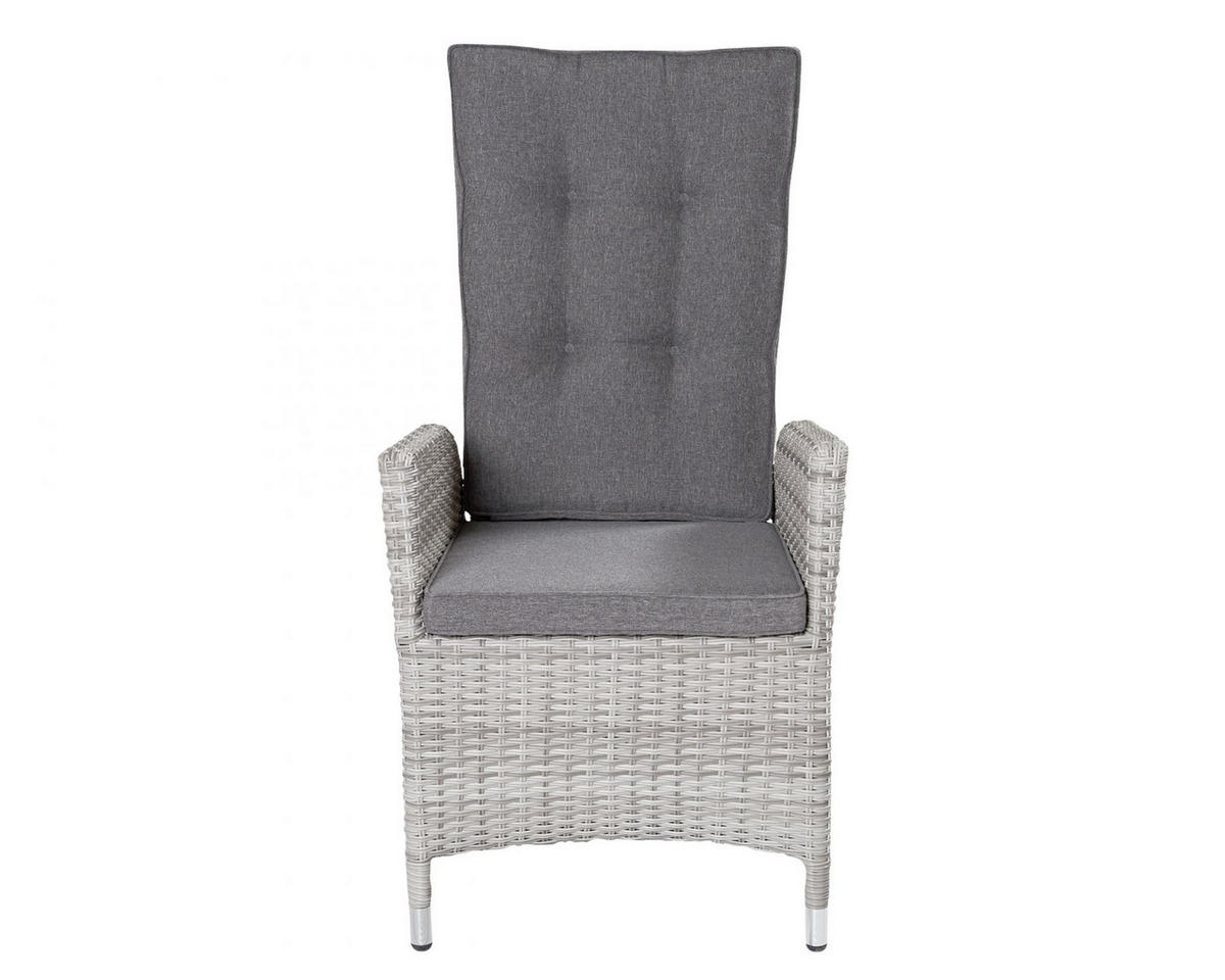 GARTENSTUHL Boston 56x62x112 cm, Polyrattan, Weiß-Grau - Grau, Kunststoff (56/112/62cm) - dasmöbelwerk