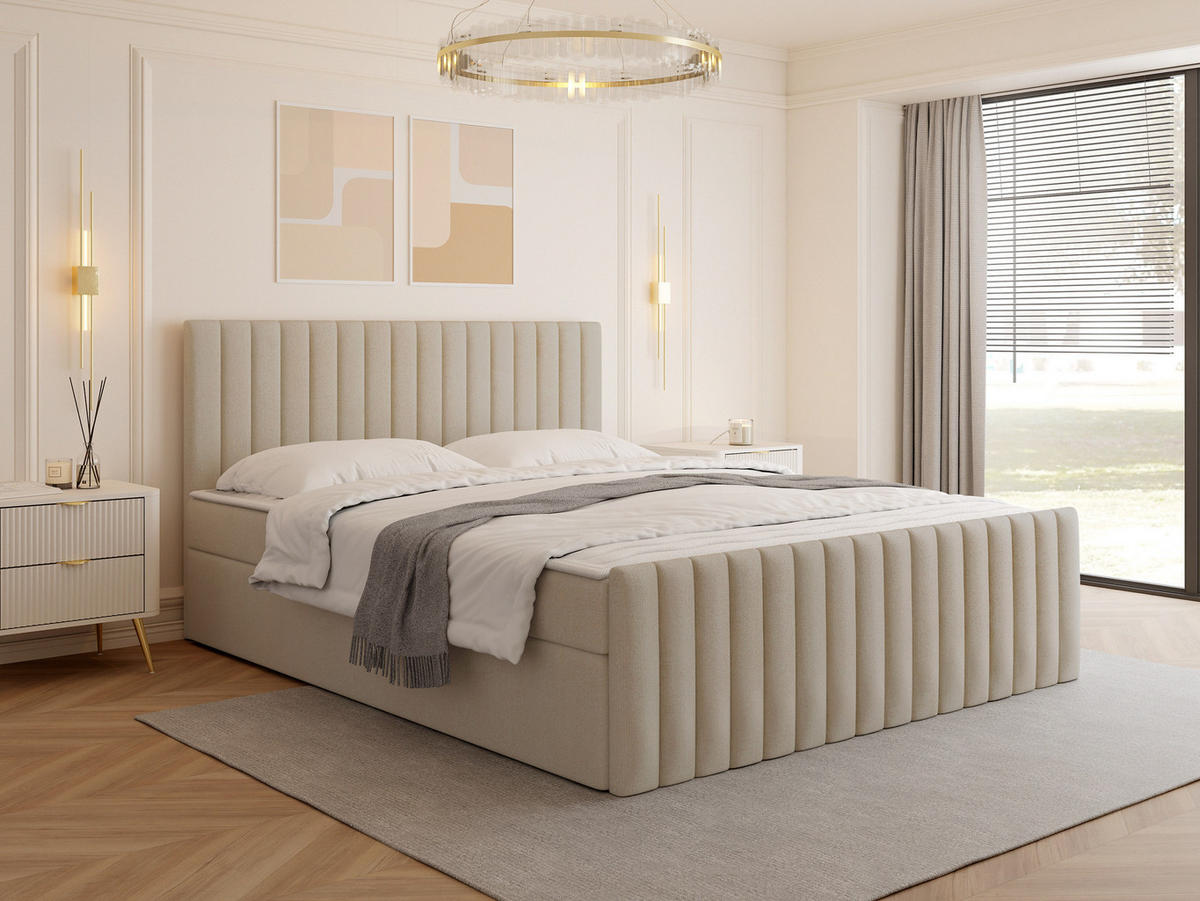 BOXBETT Tirulo Fix - Schwarz/Naturfarben, Holzwerkstoff/Kunststoff (140/200cm) - MIRJAN24